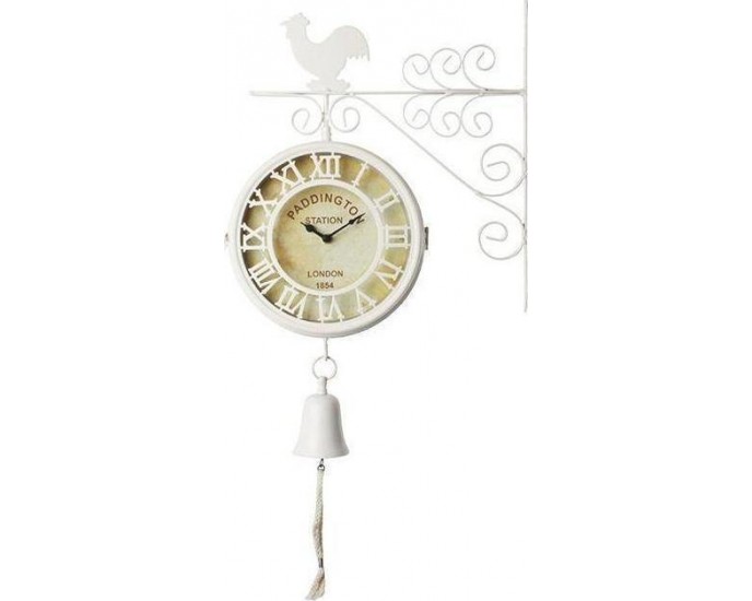 Ρολόι Τοίχου Λευκό-ελεφαντόδοντο 31.5x9x60 εκ. Inart ΤΟΙΧΟΥ