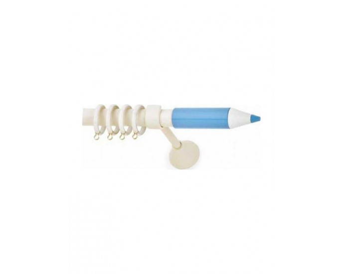 Anartisi Μεταλλικό Κουρτινόξυλο Pencil Μονό Φ25mm 160εκ. Εκρού / Γαλάζιο Παιδικό ΚΟΥΡΤΙΝΟΞΥΛΑ