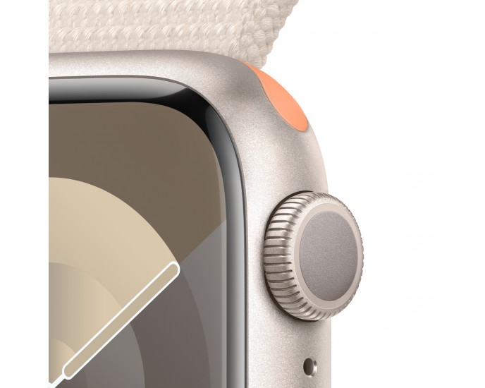 Apple Watch Series 9 Aluminium 41mm Αδιάβροχο με Παλμογράφο (Starlight με Starlight Sport Loop) SMARTWATCHES
