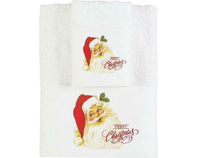 Πετσέτες Χριστουγεννιάτικες Σετ 2ΤΜΧ CR-5 - 50x90 / 30x50cm Εκρού BOREA  ΕΙΔΗ ΜΠΑΝΙΟΥ