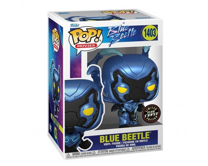 Funko Pop! Movies: Blue Beetle – Blue Beetle CHASE #1403 Vinyl Figure 889698723503-1 FUNKO POP