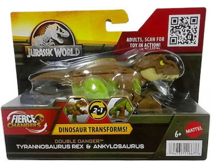 Mattel Jurassic World: Fierce Changers Double Danger - Tyrannosaurus Rex Ankylosaurus (Brown) (HLP06) ΦΙΓΟΥΡΕΣ ΔΡΑΣΗΣ