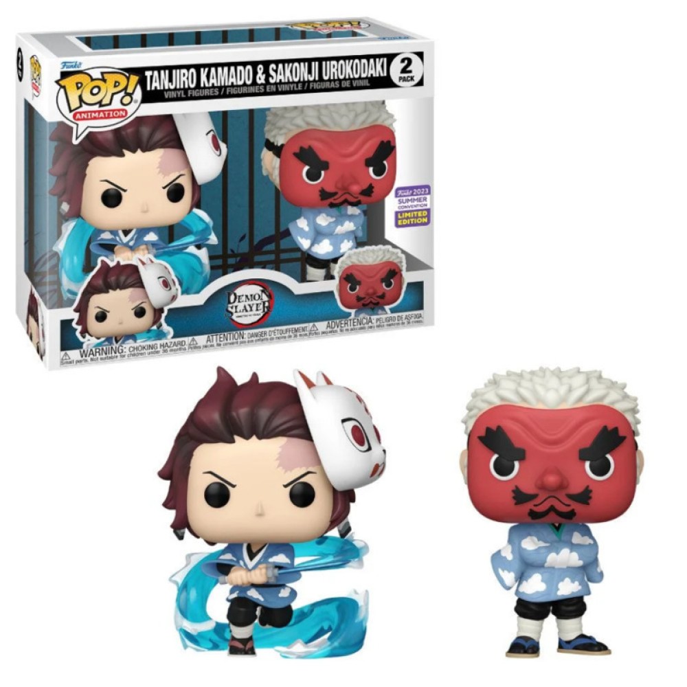 Funko POP Animation Demon Slayer - Tanjiro Kamado & Sakonji Urokodaki 2-pack Vinyl Figures 2023 Summer Convention Exclusive
