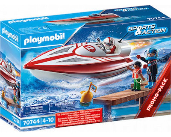 Playmobil Sports & Action Αγωνιστικό Ταχύπλοο Σκάφος με Μοτέρ για 4-10 ετών 70744 PLAYMOBIL