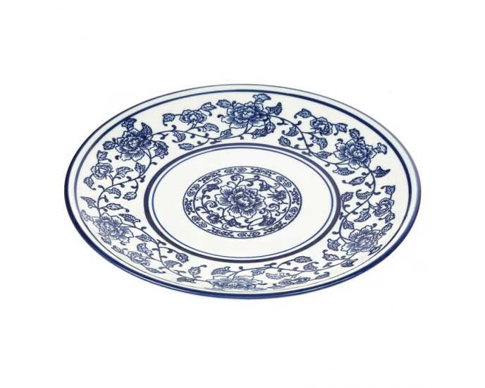 Artekko Floral Πιάτο Γλυκού Πορσελάνης Λευκό/Μπλε (20x20)cm ΠΙΑΤΑ