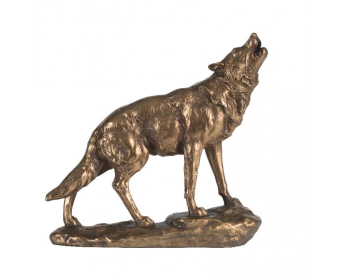 Artekko Wolf Επιτραπέζιο Διακοσμητικό Λύκος Ρητίνης Μπρονζέ (23,5x6,5x23)cm ΖΩΑΚΙΑ