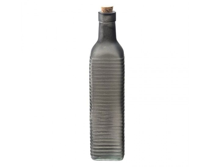 Artekko Srools Μπουκάλι Γυάλινο με Γκρί Ρίγες (6x6x26)cm ΒΑΖΑ