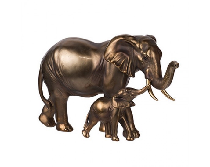 Artekko Elephants Επιτραπέζιο Διακοσμητικό Ελέφαντας Ρητίνης Μπρονζέ ΖΩΑΚΙΑ