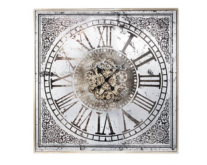 Artekko TikTok Ρολόι Τοίχου με Καθρέφτη MDF/Γυαλί Χρυσό/Ασημί (81.8x10.2x81.8)cm