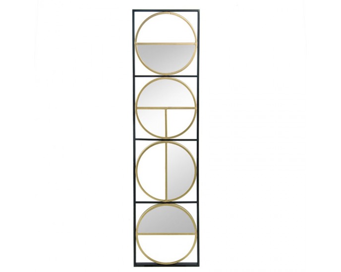 Artekko Kreigsu Καθρέπτης Τοίχου Μακρόστενος Μεταλλικός Κύκλοι Χρυσοί (120x31x2)cm ΤΟΙΧΟΥ