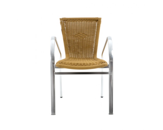 Artekko Καρέκλα από πλαστ. ρατάν σε φυσικό χρώμα και σκελετό αλουμινίου (54x60x79)cm