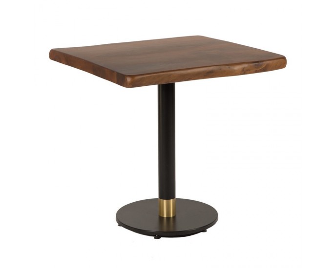 Artekko Τραπέζι από ξύλο καρυδιάς (5,5cm) με μεταλλικό μαύρο πόδι (75x75x77)cm
