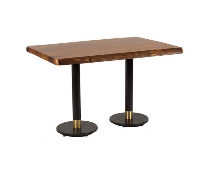 Artekko Τραπέζι από ξύλο καρυδιάς (5.5cm) με διπλό μεταλλικό μαύρο πόδι (120x75x77)cm