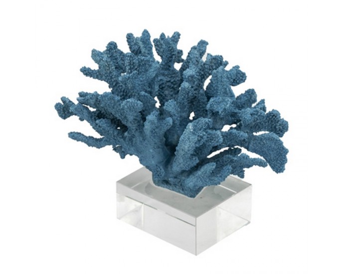 Artekko Διακοσμητικό μπλε κοράλι σε γυάλινη βάση  24.1 X 21.6 X 20cm