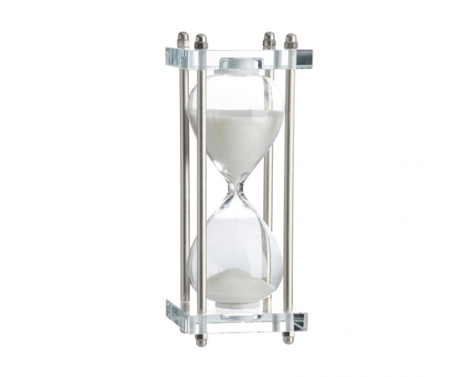 Artekko Hourglass Κλεψύδρα Γυαλί/Κρύσταλλο Λευκή/Ασημί (7.6x7.6x20.5)cm