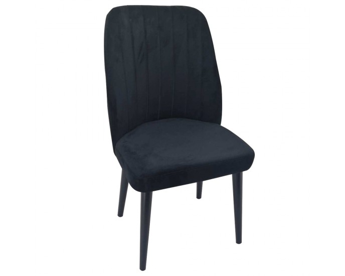 Artekko Alfa Καρέκλα Βελούδινη Μαύρη με Μαύρα Ξύλινα Πόδια (50x55x88)cm ΚΑΡΕΚΛΕΣ
