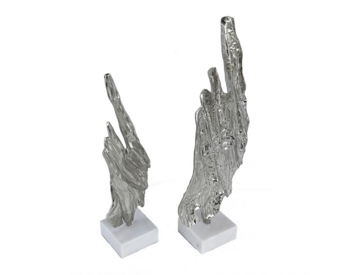 Artekko Statuaries Γλυπτό από Αλουμίνιο/Μάρμαρο Λευκό/Ασημί Σετ/2 (28x28x3)cm ΕΠΙΤΡΑΠΕΖΙΑ ΔΙΑΚΟΣΜΗΤΙΚΑ