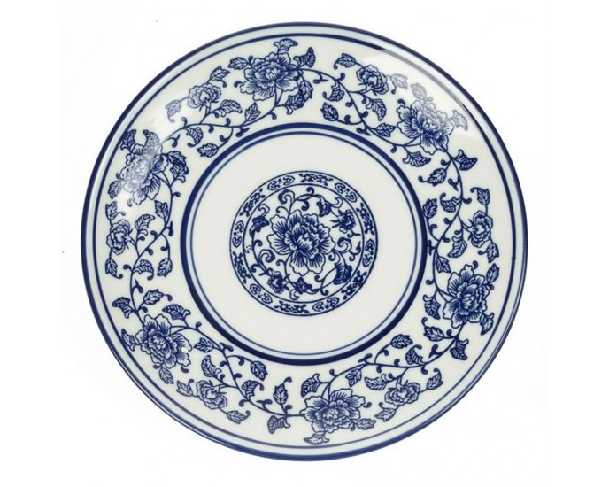 Artekko Floral Πιάτο Γλυκού Πορσελάνης Λευκό/Μπλε (20x20)cm ΠΙΑΤΑ