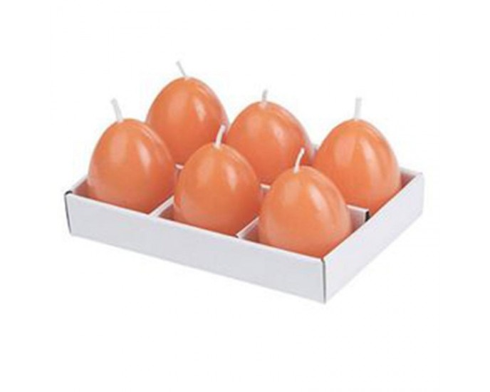 Artekko Streux Κεριά σε Σχήμα Αυγό Πορτοκαλί Σετ/6 (7x7x7)cm ΦΑΝΑΡΙΑ-ΚΕΡΙΑ