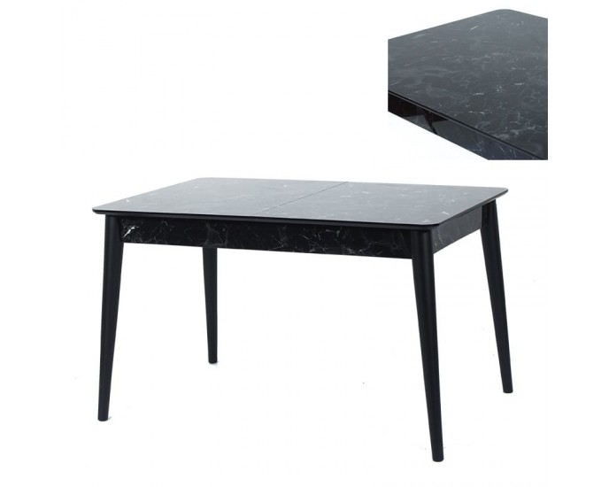 Artekko Lotus Τραπέζι Eπεκτεινόμενο MDF με Plexiglass Εφέ Μαύρο Μάρμαρο (130+30x80x75)cm ΤΡΑΠΕΖΑΡΙΕΣ
