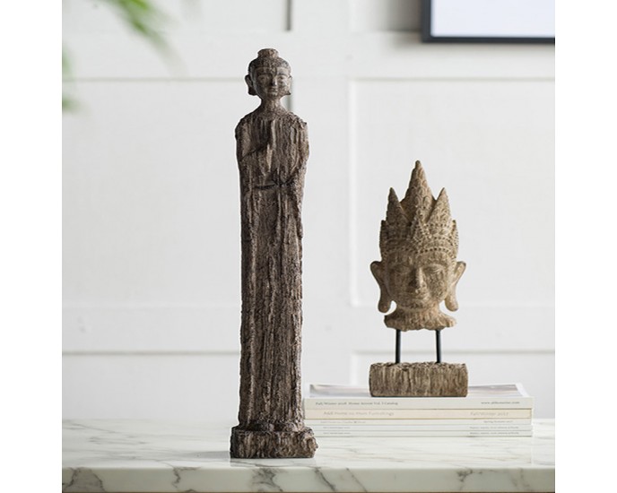 Artekko Buddha Διακοσμητικός Βούδας Ρητίνη Καφέ (8.9x8.9x60.2)cm