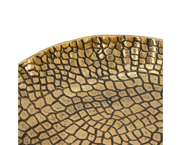 ARTEKKO Πιατέλα διακοσμητική χρυσή-μαύρη με υφή κροκοδείλου 100% αλουμίνιο 38x26x7cm ΠΙΑΤΕΛΕΣ