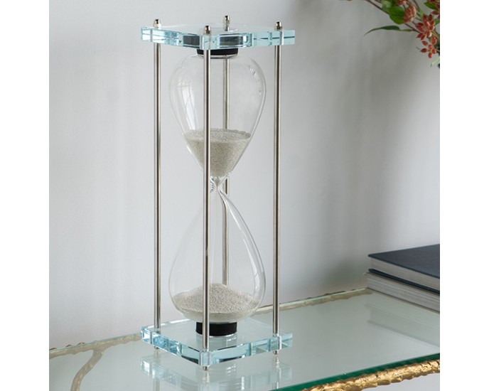 Artekko Hourglass Κλεψύδρα με Βάση Γυάλινη Διάφανη/Ασημί (15x15x45)cm ΓΕΝΙΚΑ ΔΙΑΚΟΣΜΗΤΙΚΑ