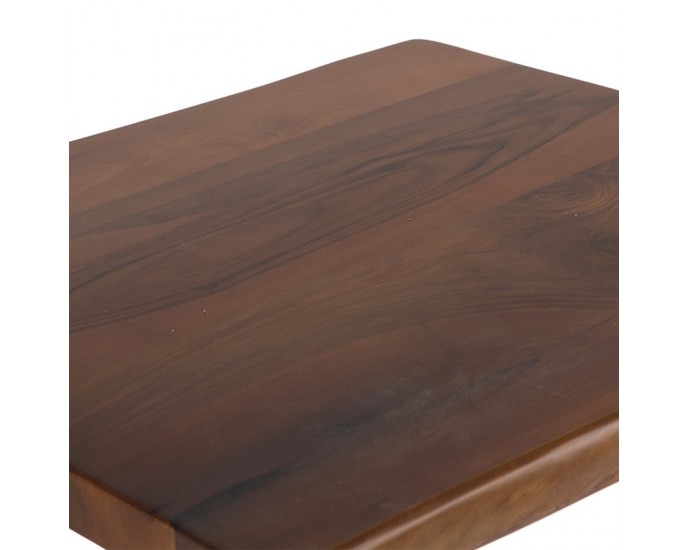 Artekko Τραπέζι από ξύλο καρυδιάς (5,5cm) με μεταλλικό μαύρο πόδι (75x75x77)cm