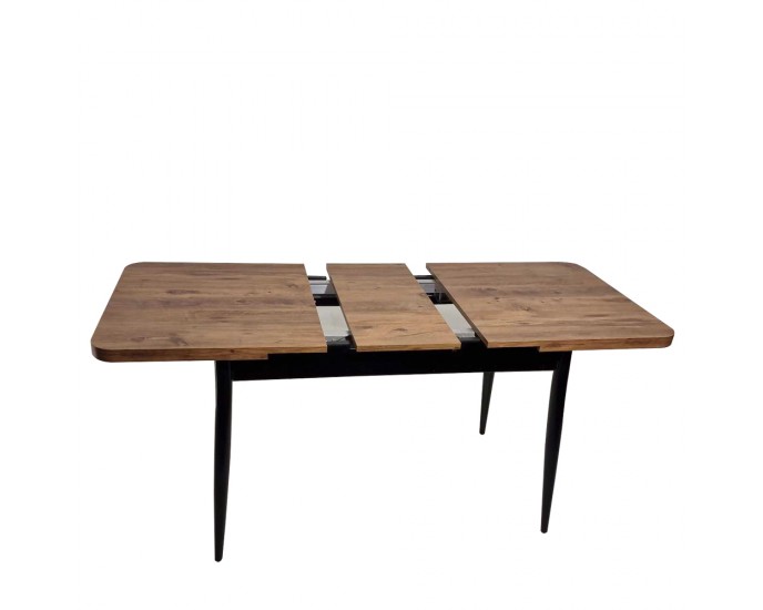 Artekko AY Atlantic Τραπέζι Επεκτεινόμενο MDF με Μεταλλικά Πόδια Μαύρο/Καφέ (120+30x70x76)cm ΤΡΑΠΕΖΑΡΙΕΣ
