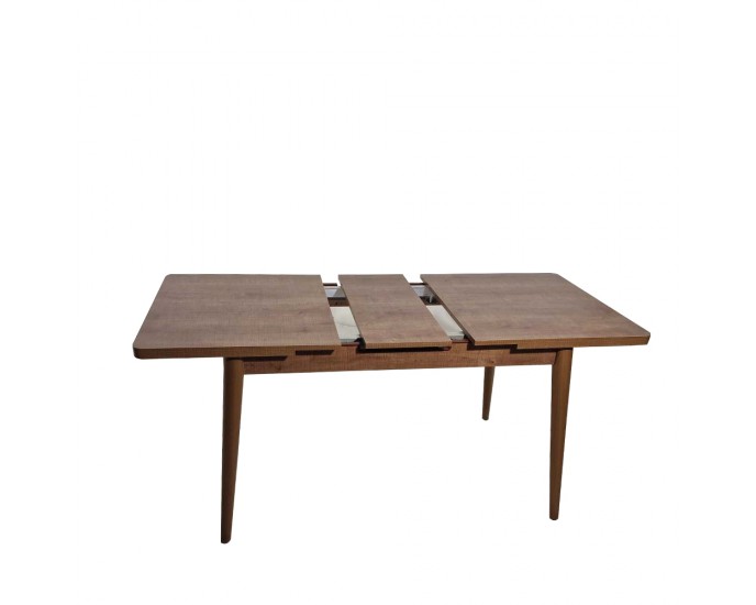 Artekko Ahsap Walnut Τραπέζι Επεκτεινόμενο MDF Καφέ με Ξύλινα Πόδια (130+30x80x78)cm ΤΡΑΠΕΖΑΡΙΕΣ