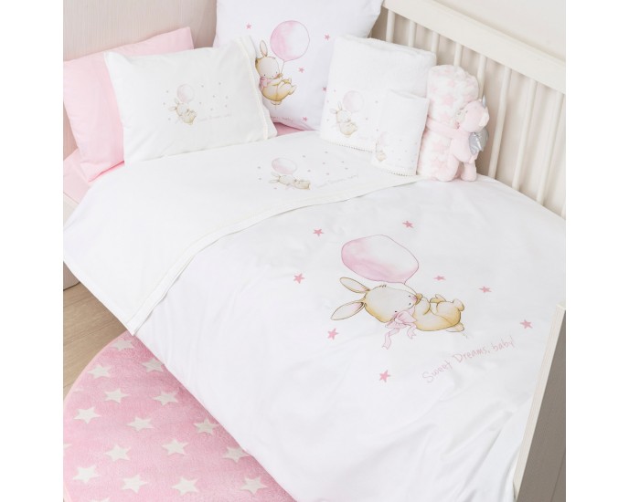 Μαξιλάρι Διακοσμητικό Printed Sweet Dreams Baby Λευκό-Ροζ