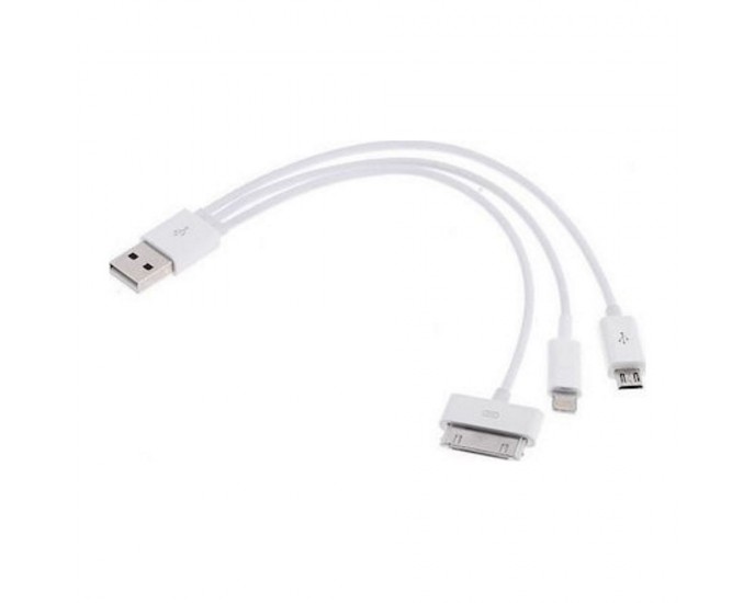 3-IN-1 MULTI USB CHARGING CABLE (MICRO USB, APPLE LIGHTNING  APPLE 30PIN) 