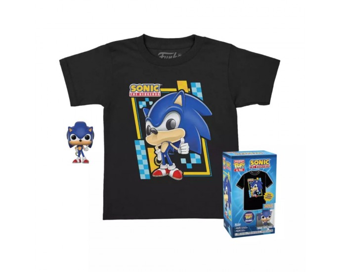 Funko Pocket Pop!  Tee (Child): Sonic (Flocked) Vinyl Figure and T Shirt (XL)