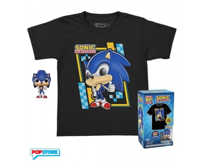 Funko Pocket Pop!  Tee (Child): Sonic The Hedgehog - Sonic Vinyl Figure  T-Shirt (S)