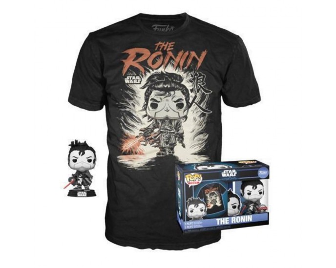 Funko Pop!  Tee (Adult): Disney Star Wars Visions - The Ronin (Special Edition) Bobble-Head Vinyl Figure and T-Shirt (L)