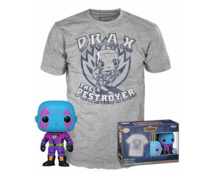 Funko Pop!  Tee (Adult): Marvel Guardians of the Galaxy Volume 3 - Drax (Blacklight) (Special Edition) Vinyl Figure and T-Shirt (M)
