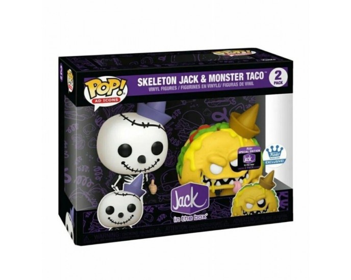 Funko Pop! 2-Pack Ad Icons: Jack in the Box - Skeleton Jack  Monster Taco (Special Edition) Vinyl Figures 