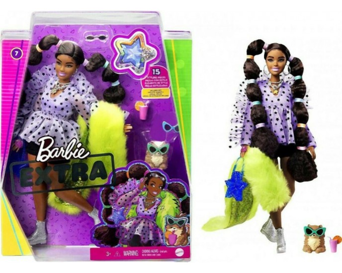 Mattel Barbie Extra: Bobble Hair Dark Skin Doll (GXF10)