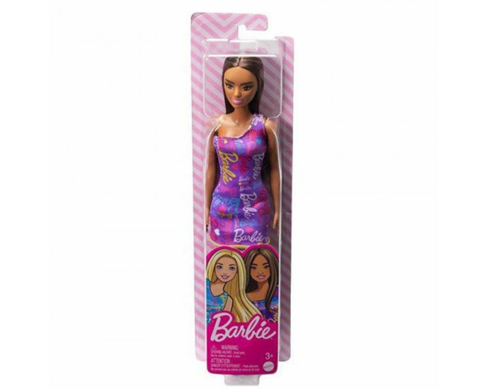 Mattel Barbie Purple Dress with Flowers - Dark Skin Doll Doll with Purple Dress (HGM57)