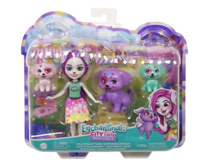 Mattel Enchantimals: City Tails Main Street - Dessa Dalmatian Family (HKN14) 