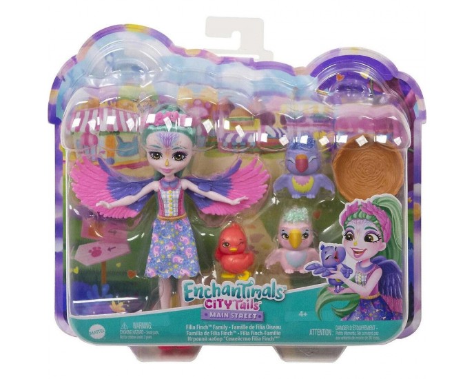 Mattel Enchantimals: City Tails Main Street - Filia Finch Family (HKN15) 