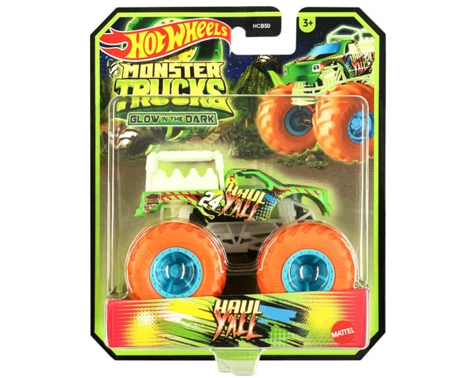 Mattel Hot Wheels Monster Trucks: Glow in The Dark - Haul Yall (HVH78)