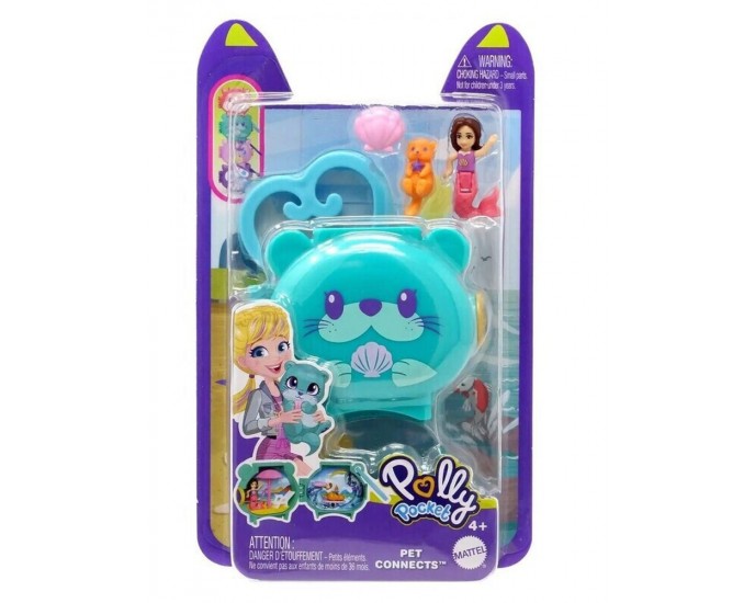 Mattel Polly Pocket Mini: Pet Connects - Otter Compact Playset (HKV48)