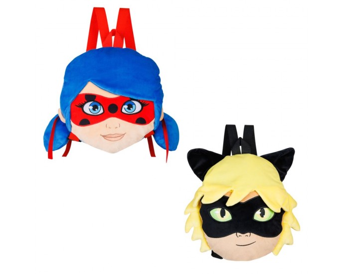 P.M.I. Miraculous Plush Backpacks 30cm (Random-2 characters to collect-Lady Bug/Black-Cat Noar) (MLB7008) 