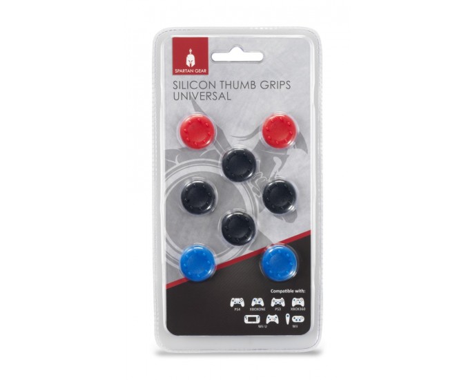 Spartan Gear - Silicon Thumb Grips Universal (8pcs - colour: 4pcs Black, 2pcs Red, 2pcs Blue) ΑΞΕΣΟΥΑΡ ΤΕΧΝΟΛΟΓΙΑΣ
