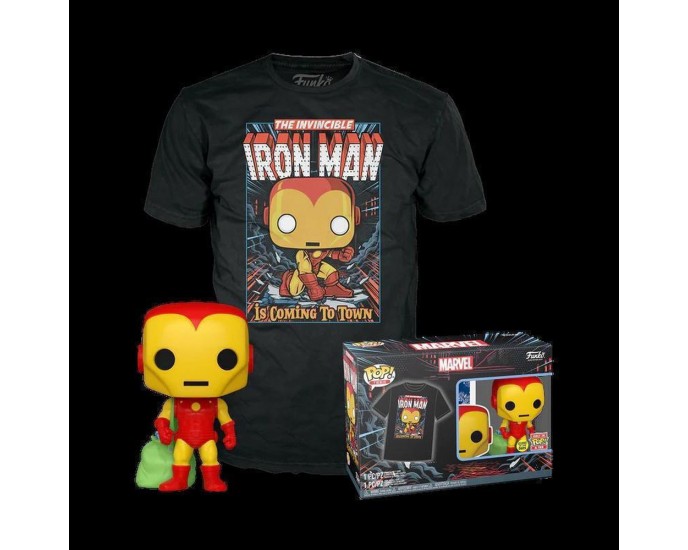 Funko Pop!  Tee (Adult): Marvel - Holiday Iron Man (Glows in the Dark) Vinyl Figure  T-Shirt (XL) ΜΠΛΟΥΖΕΣ