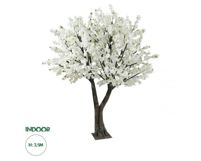 GloboStar® Artificial Garden BIANCA CHERRY BLOSSOM TREE 20362 Τεχνητό Διακοσμητικό Δέντρο Λευκό Άνθος Κερασιάς Υ350cm 
