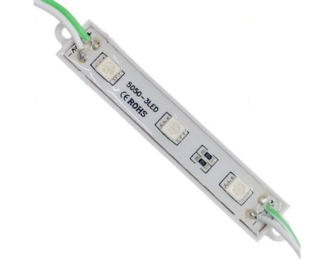 20 Τεμάχια x LED Module 3 SMD 5050 0.8W 12V 50lm IP65 Αδιάβροχο Πράσινο GloboStar 65003 