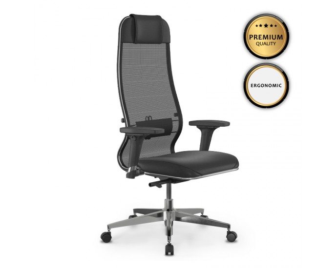 Καρέκλα γραφείου Synchrosit-10 Megapap εργονομική με διπλό ύφασμα Mesh και τεχνόδερμα χρώμα μαύρο 65x70x121/134εκ. ΚΑΡΕΚΛΕΣ ΓΡΑΦΕΙΟΥ