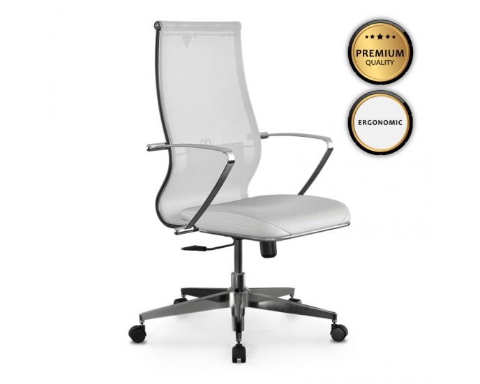 Καρέκλα γραφείου B2-163K Megapap εργονομική με ύφασμα Mesh και τεχνόδερμα χρώμα λευκό 58x70x103/117εκ. ΚΑΡΕΚΛΕΣ ΓΡΑΦΕΙΟΥ